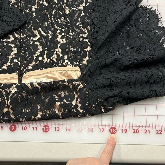 ELIZA J Cocktail/Wedding Floral Black Lace Off Shoulder Flutter SLV Sheath 10 - Picture 15 of 16